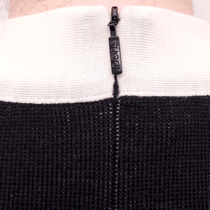 GUCCI BLACK AND CREAM KNIT DRESS WITH LOGO - SIZE XS