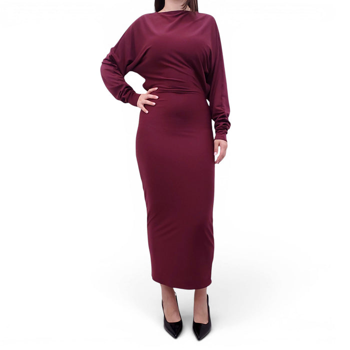 HELSA BURGUNDY LONG-SLEEVE DRESS - SIZE S