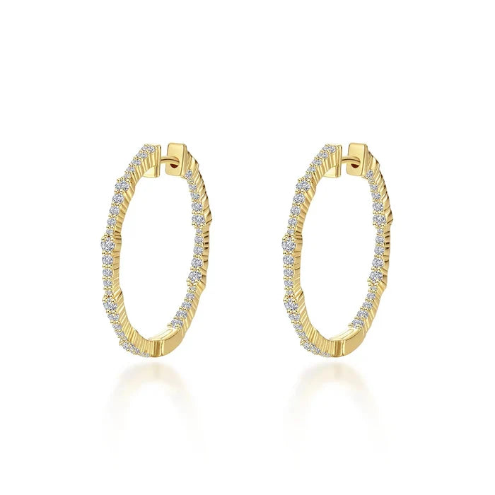 Lafonn Bamboo Inside Out 30mm Hoop Earrings