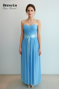 ชุดราตรีฟ้าโบว์คาดเอว | Light Blue Sweetheart Dress with Satin Bow
