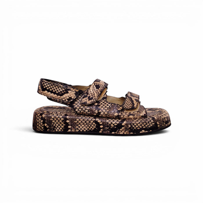 LOEFFLER RANDALL SNAKESKIN SANDALS - SIZE 7