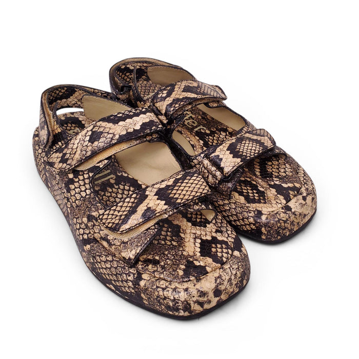 LOEFFLER RANDALL SNAKESKIN SANDALS - SIZE 7