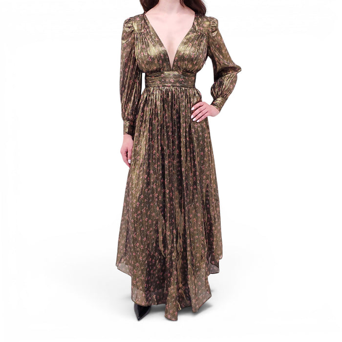 LOVESHACKFANCY GOLD FLORAL 'CYRENA' DRESS - SIZE 0