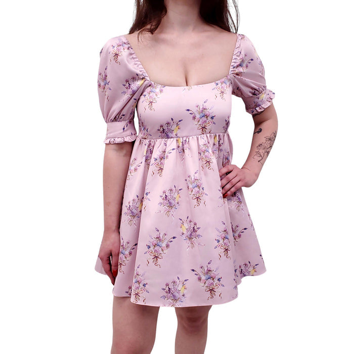 LOVESHACKFANCY LILAC FLORAL BABYDOLL DRESS - SIZE 00