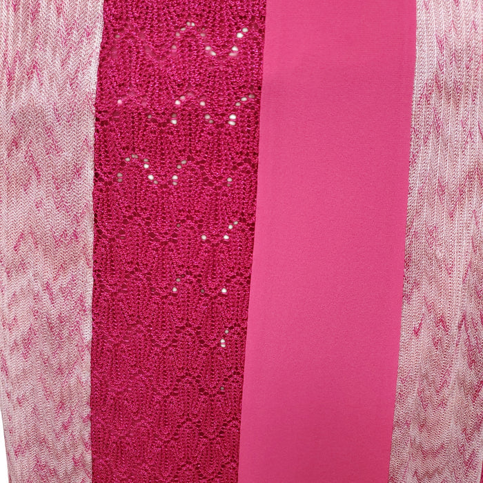MISSONI PINK STRIPED DRESS WITH BUTTON DETAIL - SIZE 38