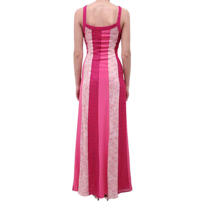 MISSONI PINK STRIPED DRESS WITH BUTTON DETAIL - SIZE 38