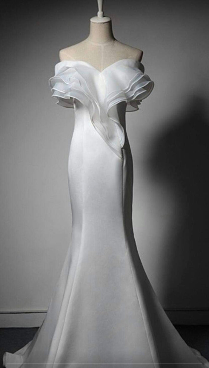 Modern White Mermaid Gown