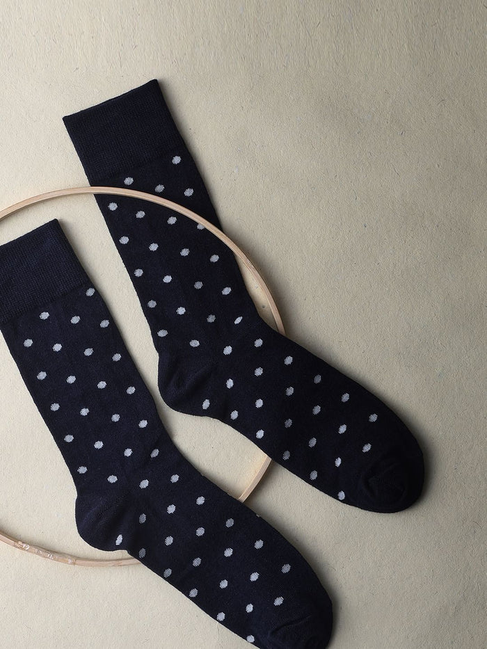 Navy Blue Dotted Socks