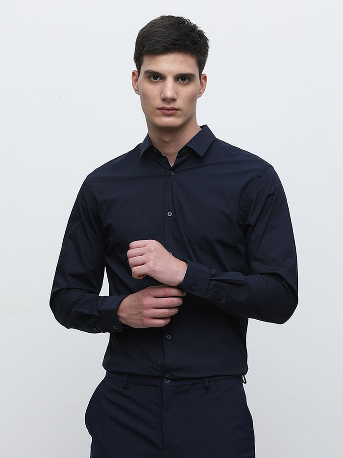 Navy Blue Formal Full Sleeves Shirt