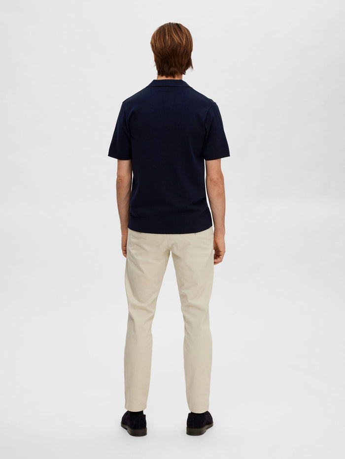 Navy Blue Knitted Polo T-shirt