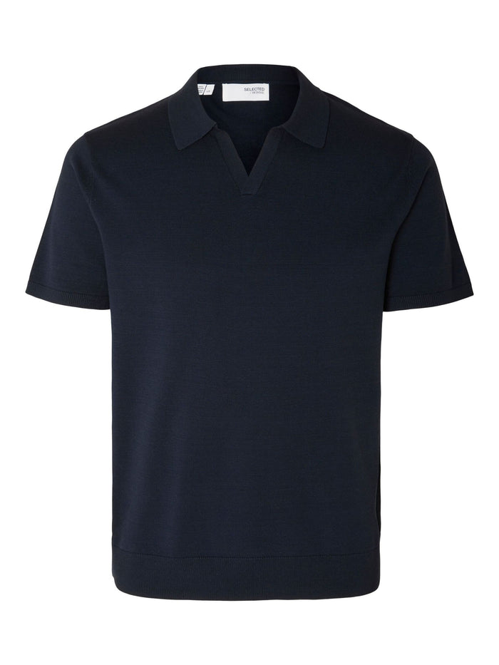 Navy Blue Knitted Polo T-shirt
