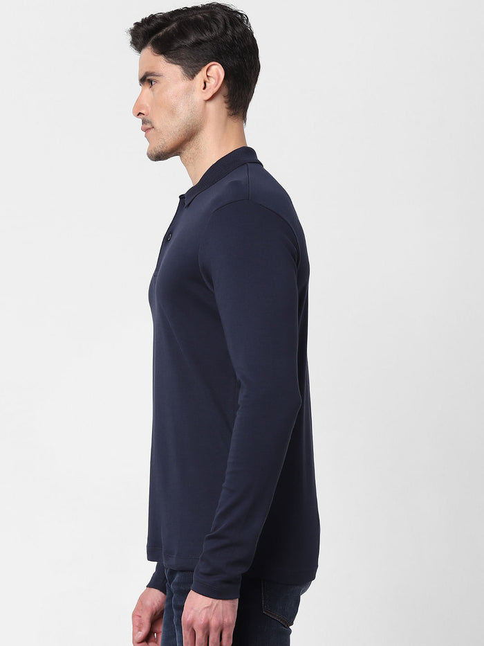 Navy Blue Polo Neck T-Shirt