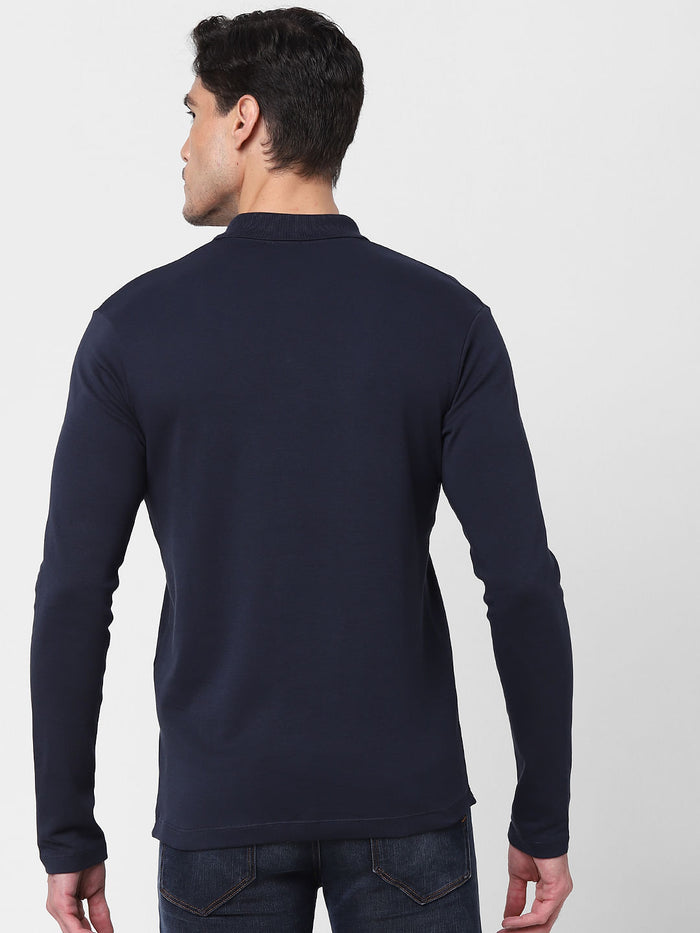 Navy Blue Polo Neck T-Shirt