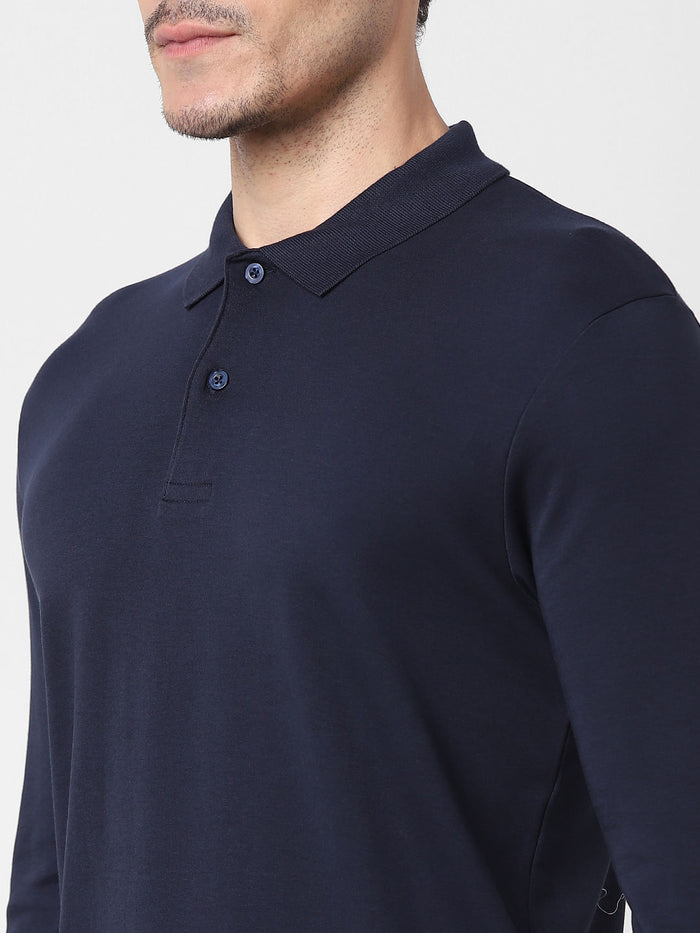Navy Blue Polo Neck T-Shirt