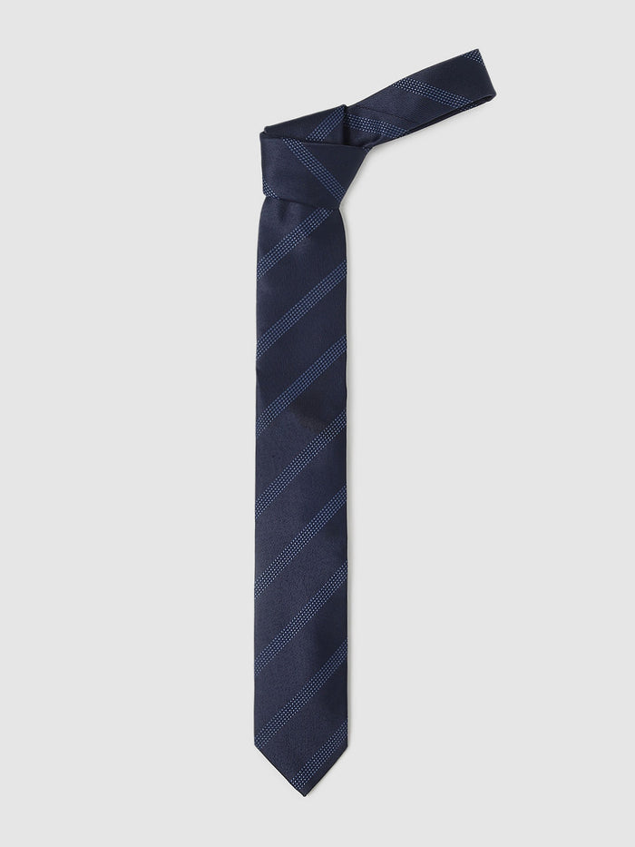 Navy Blue Striped Tie