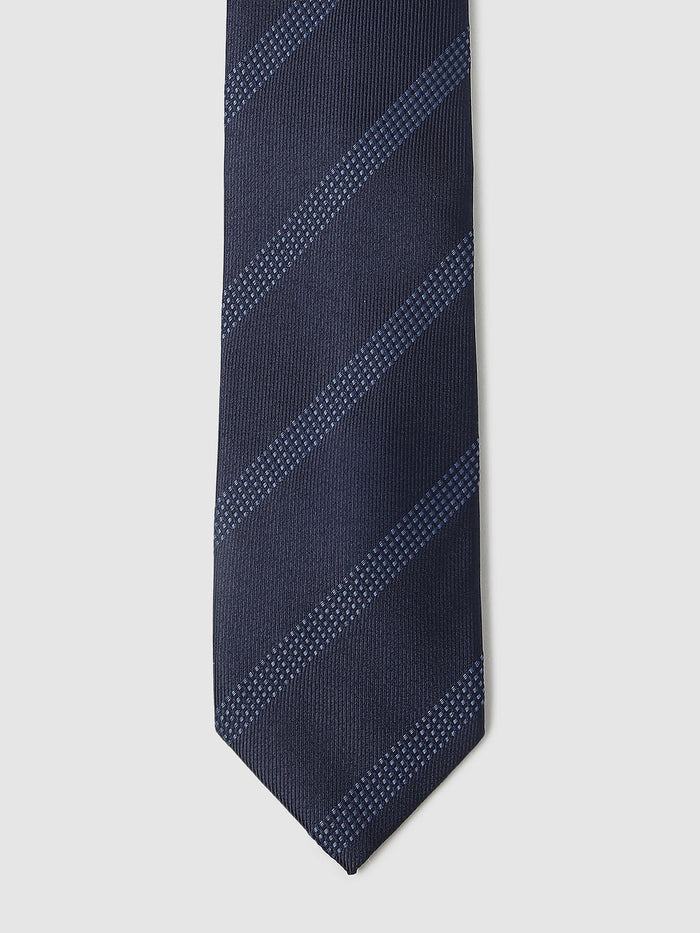 Navy Blue Striped Tie