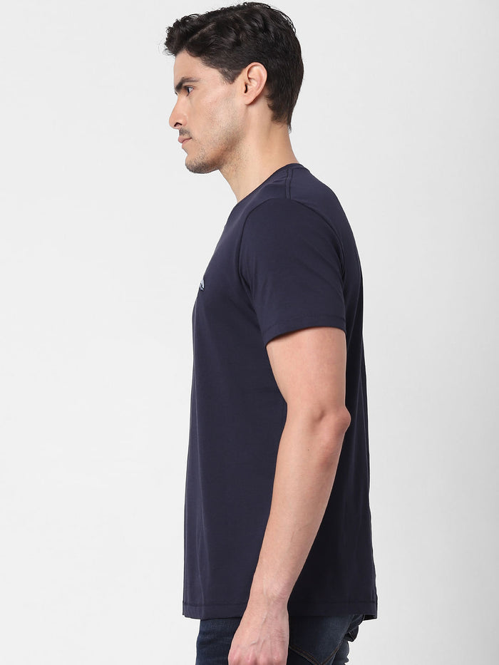 Navy Blue Umbrella Print Crew Neck T-Shirt