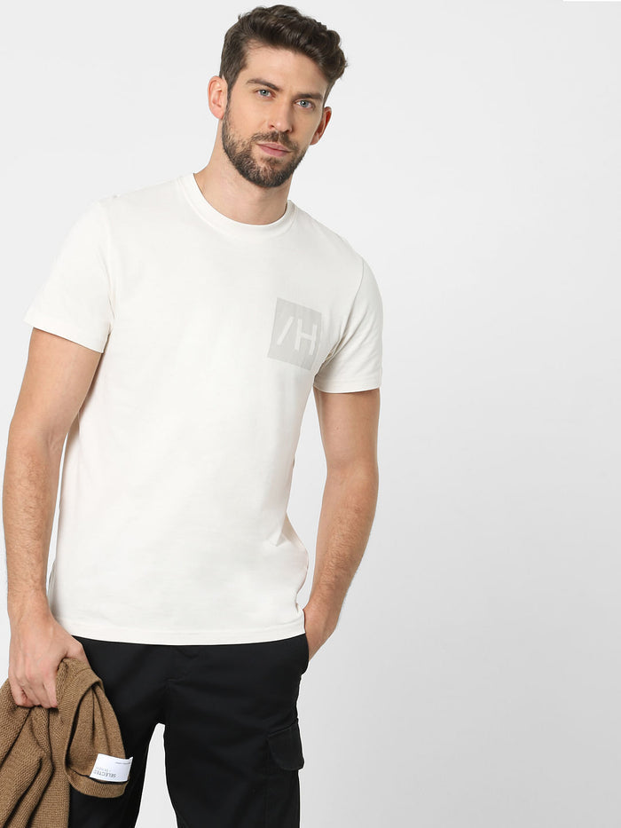 Off-White Organic Cotton Crew Neck T-Shirt