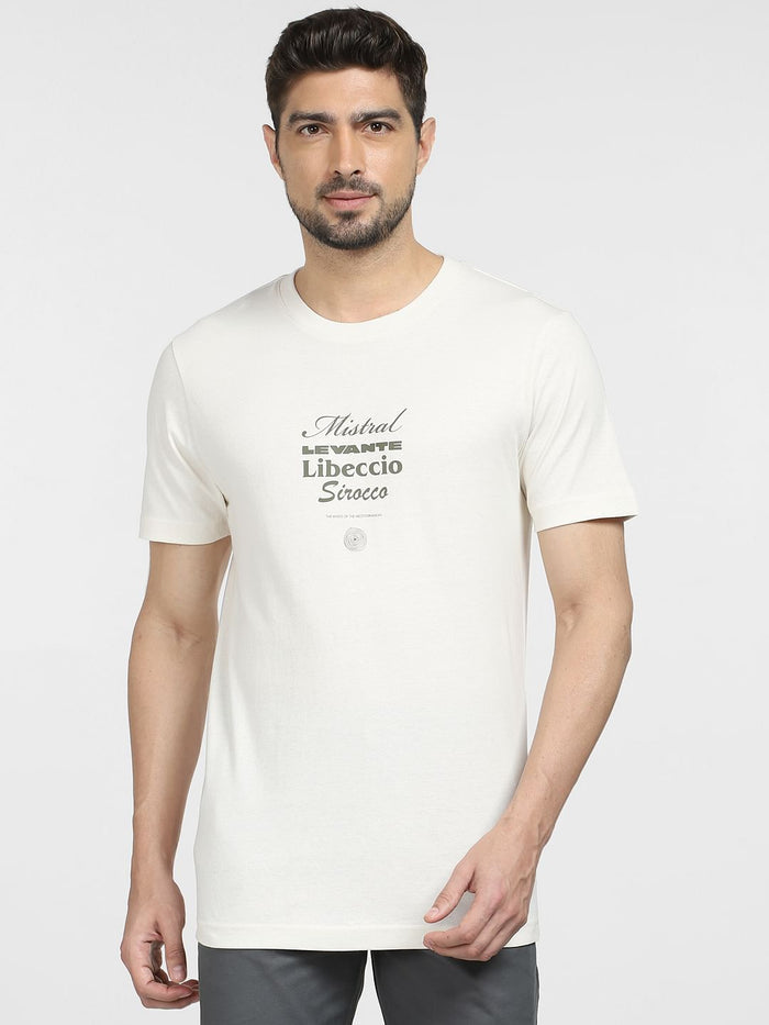 Off-White Text Print Crew Neck T-shirt