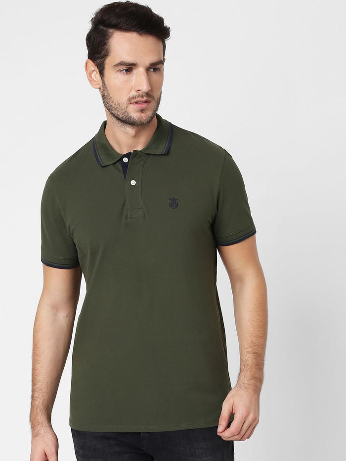 Olive Polo Neck T-Shirt
