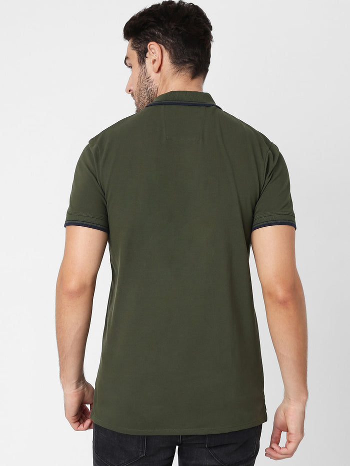 Olive Polo Neck T-Shirt
