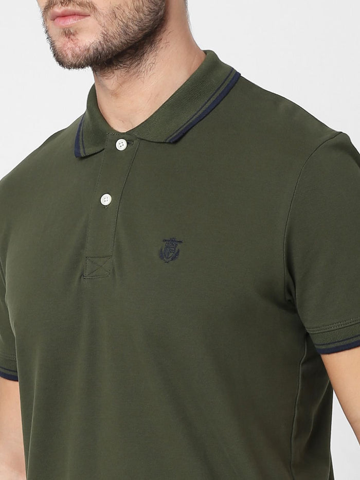 Olive Polo Neck T-Shirt