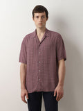 Pink Printed Cuban Collar Short Sleeves Shirt