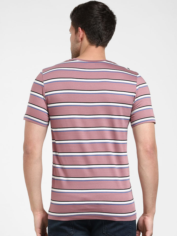 Pink Striped Crew Neck T-Shirt