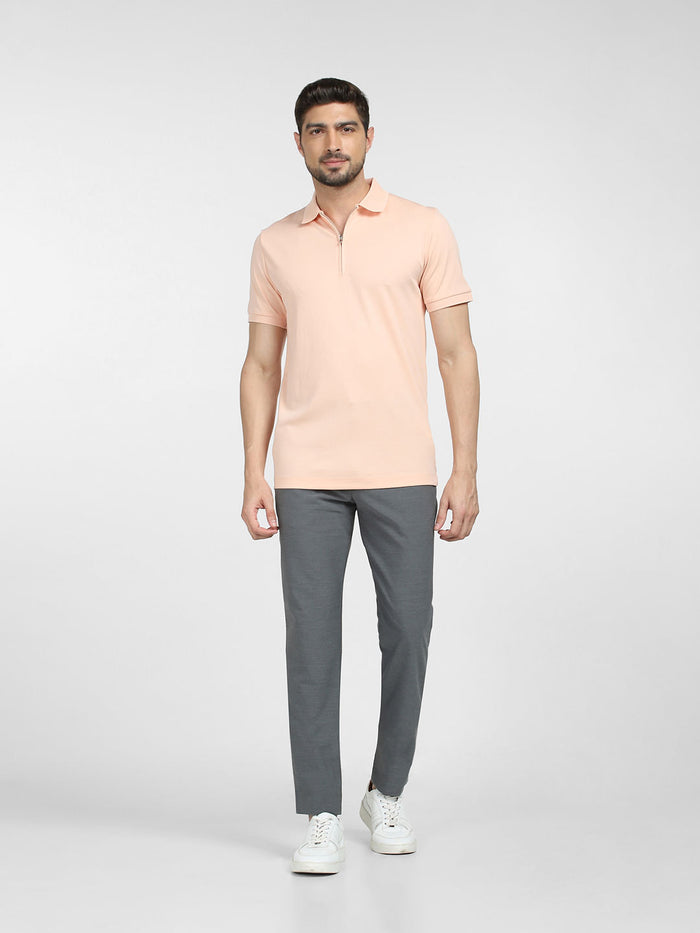 Pink Zip Collared Polo T-shirt