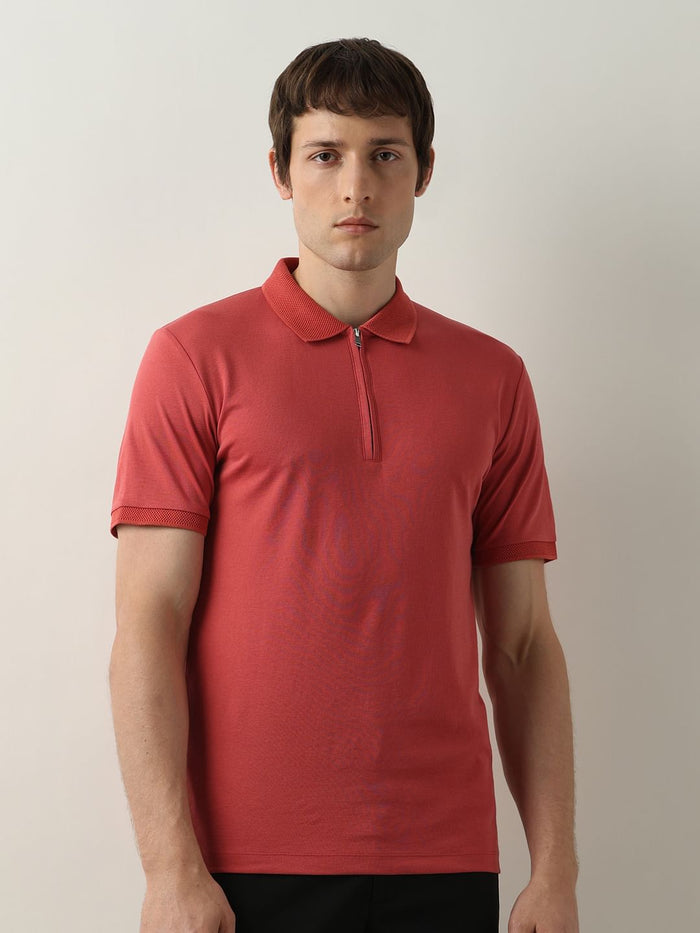 Pink Zip Detail Polo T-Shirt