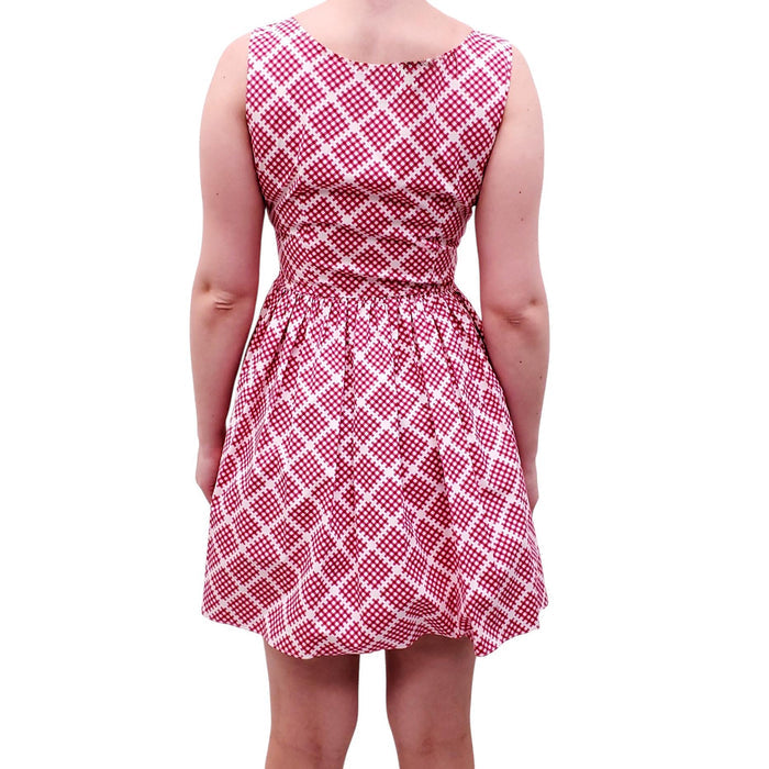 PRADA PINK AND WHITE CHECK COTTON DRESS - SIZE 42