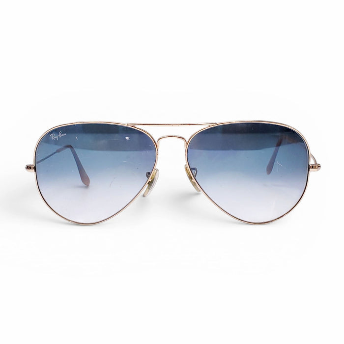 RAY-BAN AVIATOR SUNGLASSES WITH BLUE LENSES