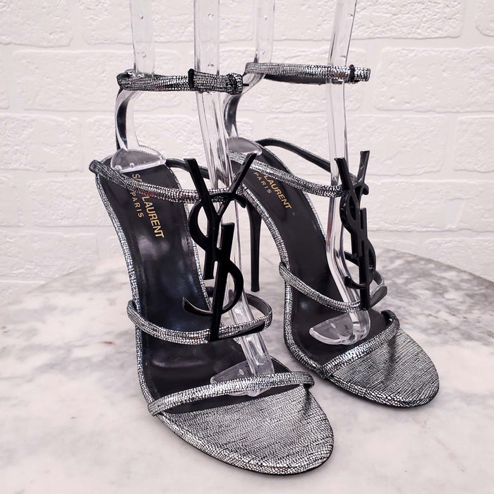 SAINT LAURENT CASSANDRA YSL LOGO SANDAL - SIZE 40