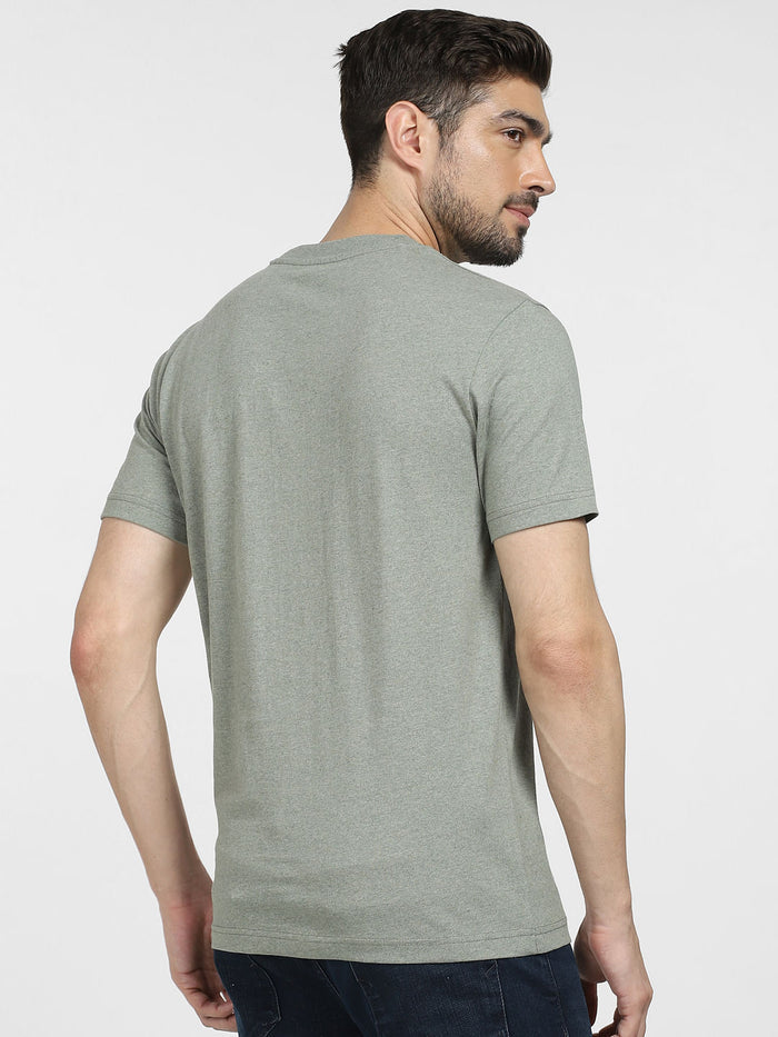 Taupe Text Print Crew Neck T-shirt