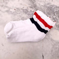 THOM BROWNE WHITE SOCKS WITH NAVY AND RED STRIPES - SIZE XS