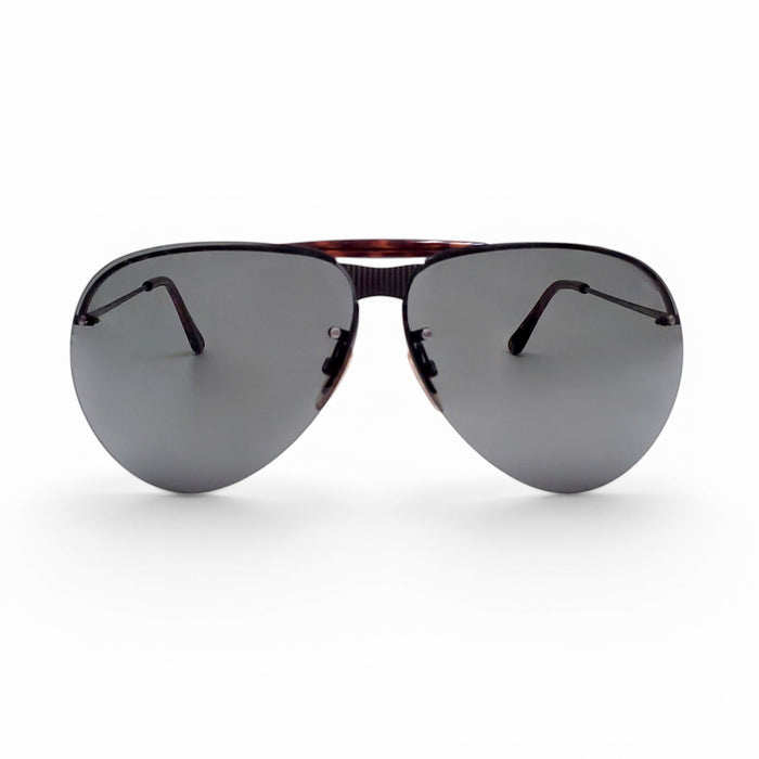 TOM FORD BLACK AVIATOR SUNGLASSES WITH TORTOISE SHELL DETAIL