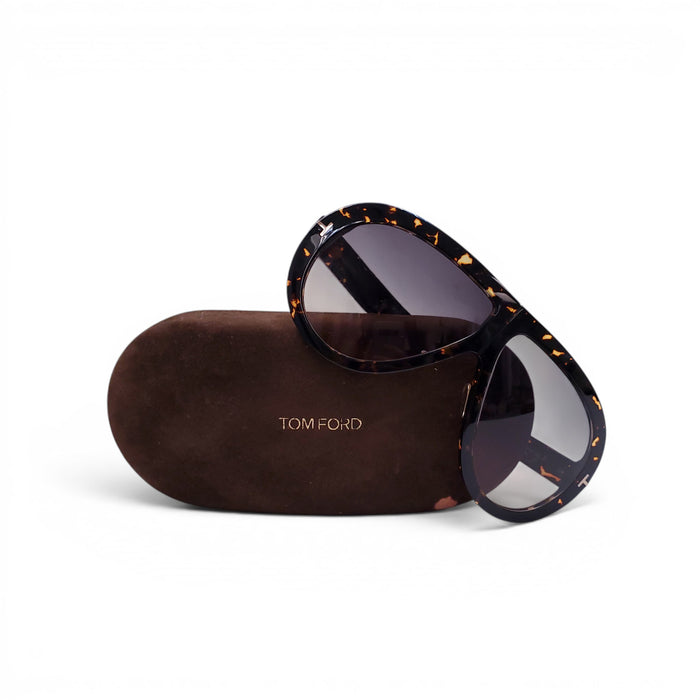TOM FORD LARGE TORTOISE SHELL AVIATOR SUNGLASSES