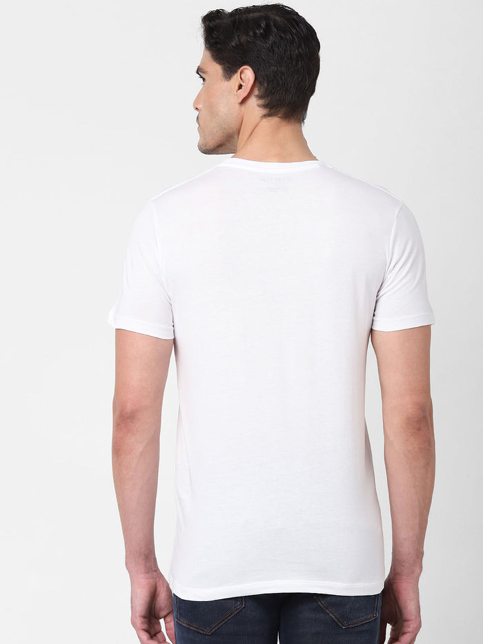 White Digital Print Crew Neck T-Shirt