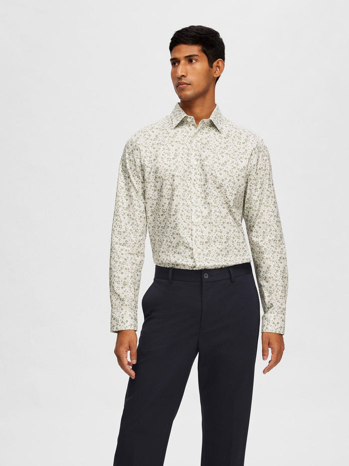 White Floral Full Sleeves Shirt