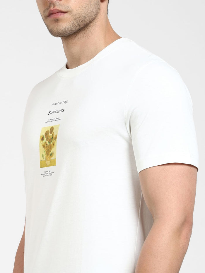 White Graphic Print Crew Neck T-Shirt
