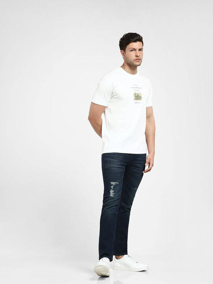 White Graphic Print Crew Neck T-Shirt