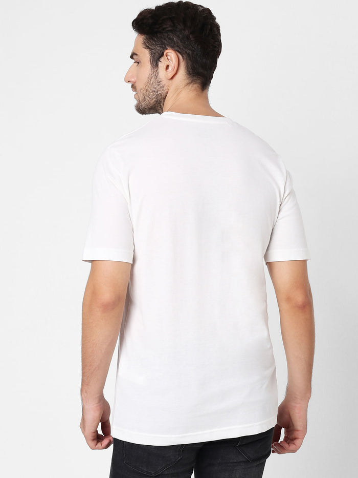 White Logo Print Crew Neck T-Shirt