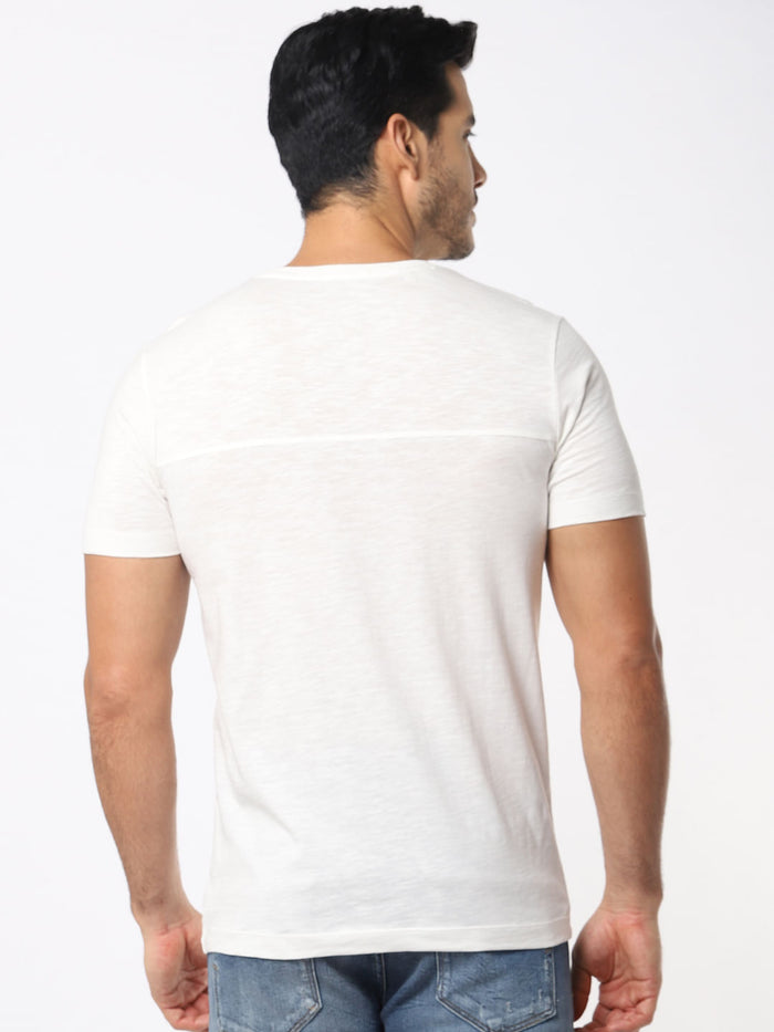 White One Pocket Slim Fit Crew Neck T-Shirt