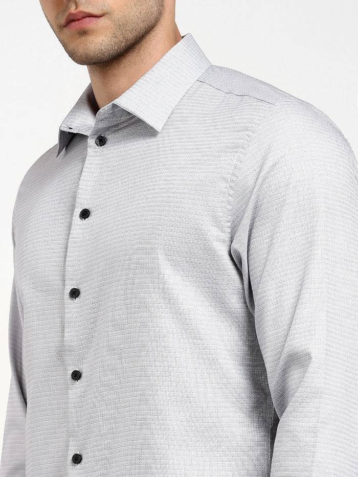 White Printed Full Sleeves Shirt