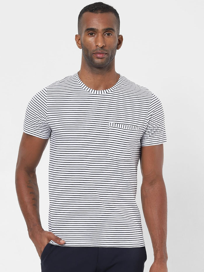 White Striped Crew Neck T-Shirt