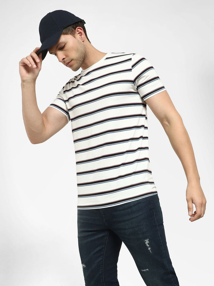 White Striped Crew Neck T-Shirt