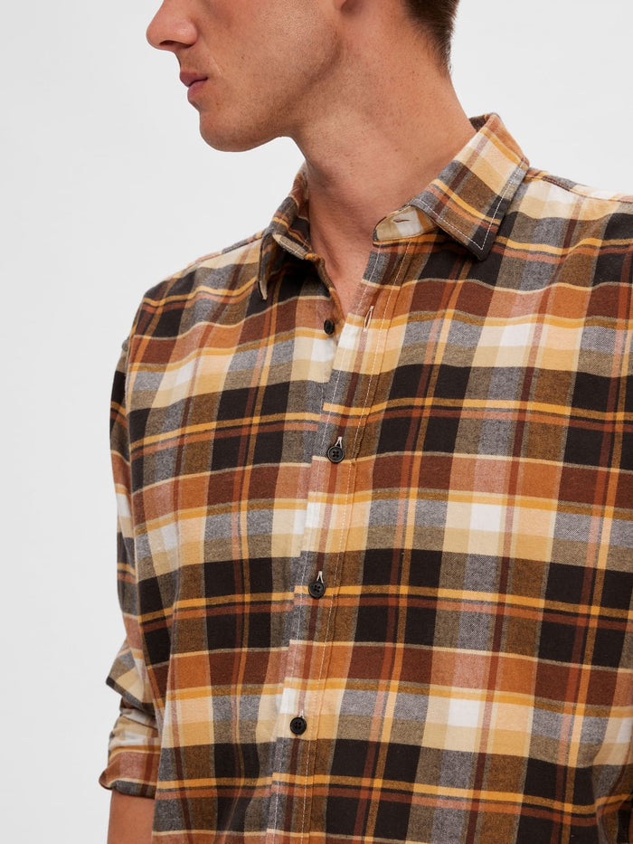 Yellow Check Print Full Sleeves Shirt