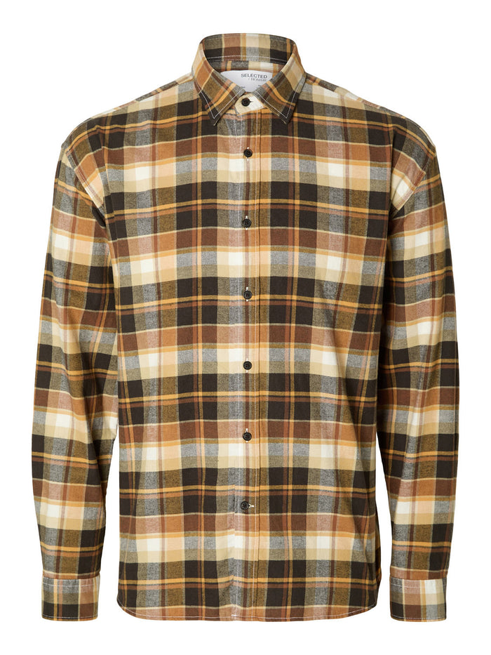 Yellow Check Print Full Sleeves Shirt
