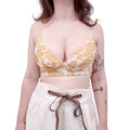ZIMMERMANN WHITE AND GOLD PATTERNED BRALETTE - SIZE 1 (US 6)